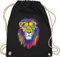Turnbeutel Rucksack - Dschungel Deko Wildnis - Löwe Lion - Unisize - Schwarz - stoffbeutel kinder bunt kinderrucksack tier tiermotiv animal print löwen stoffrucksack tiere tiermotive bunter beutel