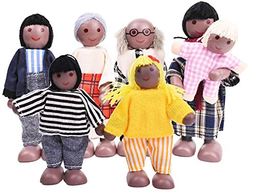 Puppenhaus People of 7 Schwarz Holz Kleine Puppen für Puppenhaus Zubehör