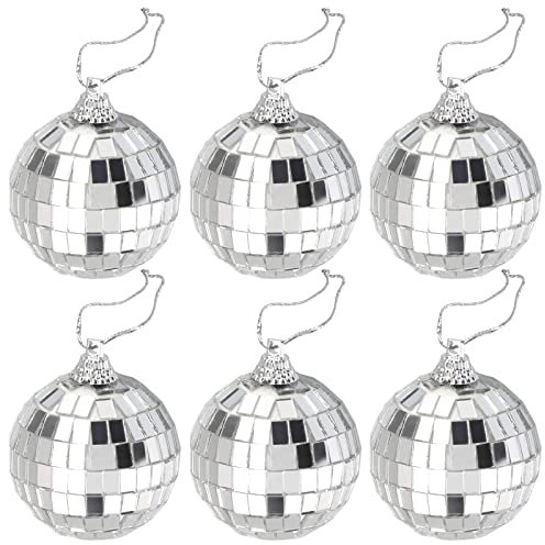 6 Pezzi Palla Da Discoteca A Specchio Palla Da Discoteca D'argento Palline Di Natale A Specchio 7 Cm Per Effetti Di Luce, Addobbi Per L'albero Di Natale Per Soffitti, Sfere A Specchio, Feste A Tema