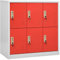 vidaXL 5X Schließfachschrank Spind Umkleideschrank Metallschrank Stahlschrank Fächerschrank Garderobenschrank Schrank Hellgrau Rot 90x45x92,5cm Stahl
