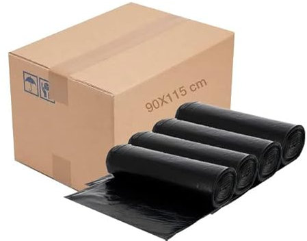 Bolsas de basura 90x115 cm para cubo de comunidad 180L. Caja con 20 rollos de 10 uds