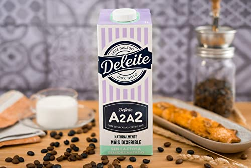 Leche Semidesnatada Sin Lactosa DELEITE A2A2 - Caja de 6 unidades de 1L…