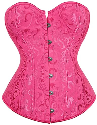 Grebrafan Medieval Night Out Renaissance Corset Bustier Top (UK(6-8) S, Rose)