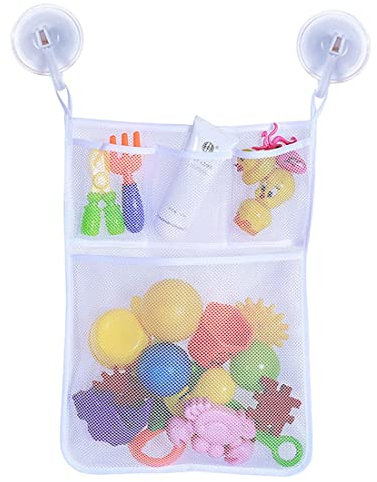 Clyhon de Juguete de Baño, Bolsa Juguetes Bañera Bolsa de Almacenamiento Soporte con Ventosa con 2 Gancho Fuerte ara Cuarto de baño y bañera, Bolsa organizadora para Juegos de baño para niño