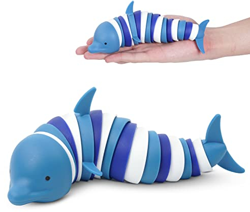 OSDUE Fidgets Slug Spielzeug, 3D Fidget Slugs Toys, Sensorisches Spielzeug, Flexible Kreatives Delfinspielzeug für Erwachsene, Kinder, Autisten (Delfin)