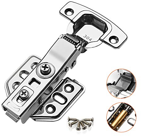 4 Paire Charniere Porte Placard Cuisine avec Amortisseur Fermeture en Douceur 35mm Muet Charnière Invisible Charniere Inox 304 Salle De Bains Penderie Meuble avec Vis (8)