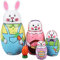 JiaUfmi 5 Pcs Rabbit Nesting Dolls Russian Matryoshka Carrot Handmade Wooden Stacking Toys for Birthday Party Home Decoration Children Kids Christmas New Year Wishing Gift