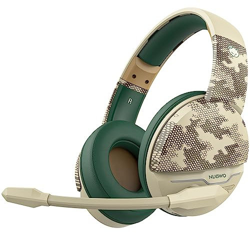 NUBWO Wireless Gaming Headset,2.4GHz & Bluetooth 5.3 Technology with Noise-Canceling Microphone