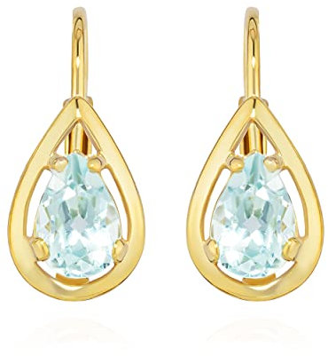 NKlaus Paar Brisur Ohrhänger echt Blautopas 333 Gelb Gold 8 Karat 14x6mm Damen Ohrringe 11916