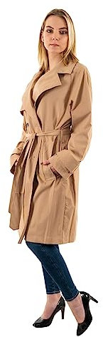 ICHI IHELOVA JA Damen Trenchcoat Jacke Übergangsmantel Trenchcoat Kurzmantel, Größe:44, Farbe:Tannin (171320)
