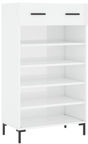 vidaXL Schuhschrank, Schuhregal mit 5 Ebenen Schublade, Schuhkommode für Flur Eingangsbereich, Platzsparend Schuhständer, Hochglanz Weiß Holzwerkstoff