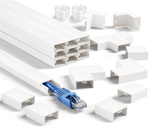 YCLYC Cord Cover Wall Kit, 157in Wire Covers for Cords - TV Cord Hider for 1 Thick Cord, Cable Hider for Wall Mount TV, Cable Cover Cable Raceway White, Wall Cable Concealer 10 x L15.7”, W0.78” H0.4”