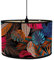 Morbuy Abat-Jour en Bambou, Motif Plante Floral Tropical, Diamètre 30cm Abat-Jour Tambour Rechange pour Lampe de Chevet, Lampe de Table, Lampadaire, Lampe de Plafond, Décorer (Feuilles Rouges)