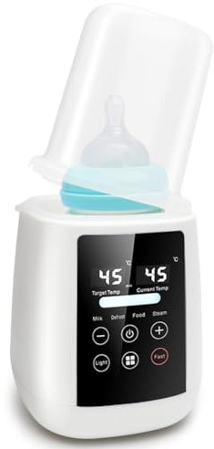 Piashow Flaschenwärmer Baby, Babyflaschenwärmer mit Temperatur, Multifunktional Fläschchenwärmer für Muttermilch, Flaschen Sterilisator Baby Bottle Warmer, Babykostwärmer mit Automatischer Abschaltung