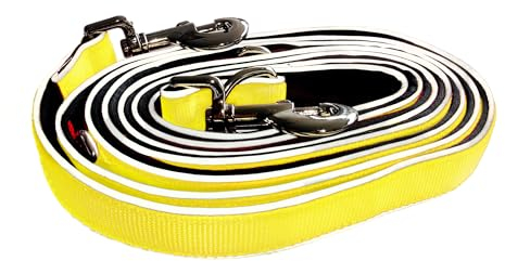 REEFLEXX Reflektierende Multifunktions-Hundeleine in Neonfarben, Rot oder Schwarz: Vielseitig, Robust & Sicher für Mittelgroße Hunde (Neon Gelb)