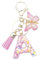 Xsclpomddy Portachiavi a forma di lettera dell'alfabeto per ragazza, con brillantini e nappe in resina rosa, portachiavi per borsa fascino, a, Taglia unica