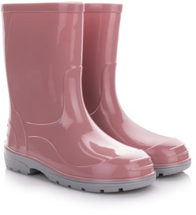 Lemigo Bottes de Pluie pour Enfants Filles et Garçons Chaussures de Pluie OLI 20-35 EU (Rose poudré, Système Taille Chaussures EU, Adolescent, Numérique, Moyen, 35)