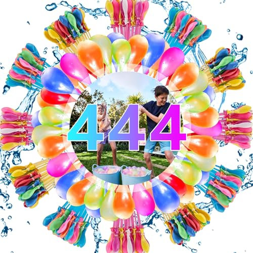 Wasserbomben Luftballons 444 Stück Wasserbomben Selbstschließend 11 Bündel Mit je 37 Water Balloons Wasserball Schnellfüller Wasserbomben Set Wasserballons für Sommer Pool Party