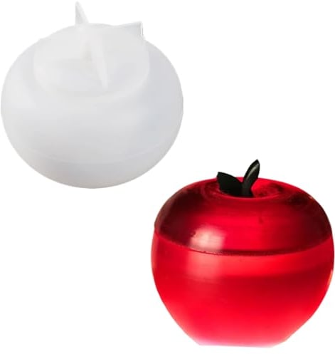 DIYBravo Moule Résine Époxy de Boîte Pomme avec Couvercle, Moule Silicone de Bouteilles de Rangement Moule Pot de Bijoux Stockage Conteneur Diamètre 8 cm