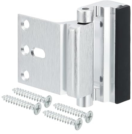 PATIKIL Home Security Door Lock, Door Reinforcement Lock Withstand 800 Lbs High-Security 3 Door Latch Stopper Aluminum Brushed Surface with Screws for Home Safety Privacy, Silver