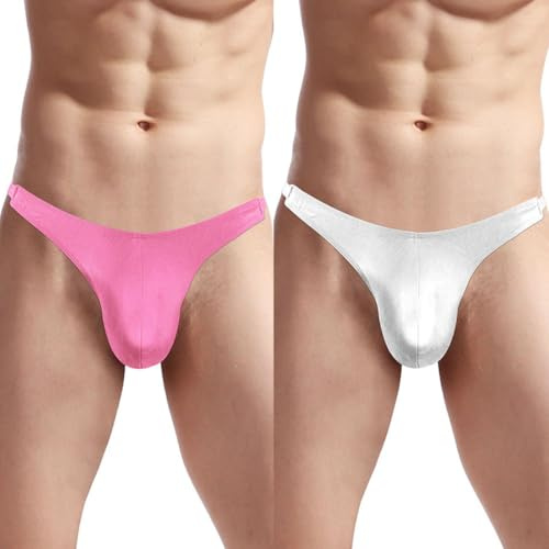 VemeFufu Uomo Spenpendiere Jockstrap Perizoma Supporto Lingerie Sexy Strings Slip Traspirante Confortevole Biancheria intima Tanga Thong G-String per Uomo, 2 pezzi (rosa + bianco)-01, Taglia Unica