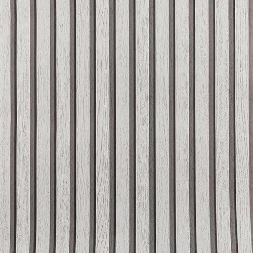 Tarwanear 3D Effect Grey Striped Wood Slat Wallpaper - Retro Faux Panel for Living Room, Bedroom, Hallway - 0.53x9.5m