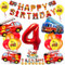 CumpleañOs Cars 4 Años, 93 Pcs Decoración De Cumpleaños Cars, Globos Cars Party, Coches Globos De Cumpleaños Fiesta, Servilletas, Platos De Papel, Vasos, Manteles, Pancarta De Feliz Cumpleaños