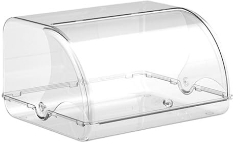 Zqkimzi Caja de pan para encimera, tapa para guardar pan, caja de almacenamiento de escritorio, organizador de maquillaje para pan casero, bagels, magdalenas, rollos, tapa de soporte de pan, encimera