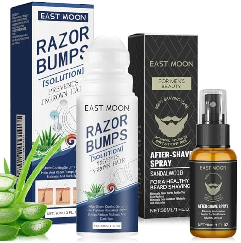 After Shave Herren Bartpflege Set, Sandelholz Aftershave-Spray+Roll-On Aftershave-Pflegebalsam Beruhigt Die Haut Und Reduziert Rötungen Und Kribbeln Geschenk-Set Für Ihn Männer Freund