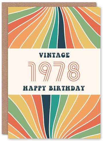 Artery8 Personalised Vintage Retro Him Her Rainbow Born 1978 Aged 47 Years Old 47th Birthday Card Mum Dad Gran Grandad