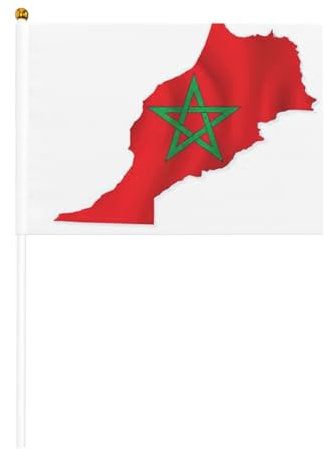 Lot de 10 drapeaux de jardin imprimés carte du Maroc double face 5 x 8 pouces, petits drapeaux de jardin d'extérieur