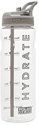 Polar Gear 750ml Tracker Water Bottle With Straw - BPA-Free Reusable Water Bottle With Time Markings – Running Water Bottle Perfect for Gym, Cycling & Work