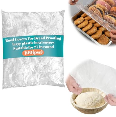 100 Large Bowl Covers for Bread Proving, Extra Large Plastic Bowl Covers for Proofing Dough, Fits Bowls up to 21 Inch, Sourdough Baking Supplies Accessories. (21in)