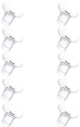 10Pcs Breast Pump Flange Insert 13/15/17/19/21mm*2 Compatible with Momcozy/Spectra/Medela/eufy/Elvie/Lansinoh/Paruu P10 Breast Pump, Fit for Momcozy M5/M9/M6/V2 Pro/V2 pro/S12 Pro/eufy E10 S1 S1 Pro