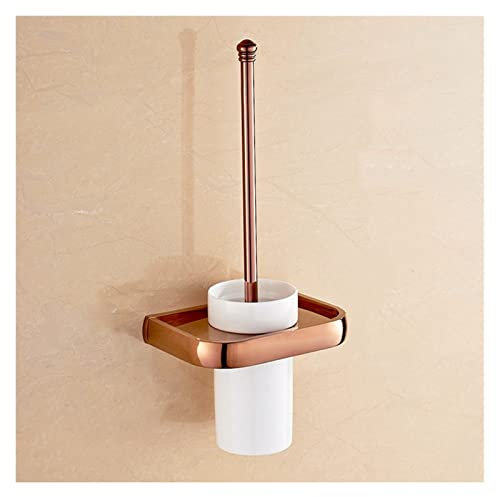 RCBCPLGLNK Porte-Brosse de Toilette de Toilette en Or Rose Style carré Toilette Murale Toilette Titulaire Porte-Galets Accessoires de Salle de Bain Porte-Brosse WC