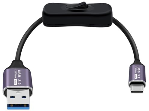 HuaLiSiJi USB C Cable with Switch 10Gbps USB Type C with Switch 3.2 Gen 5A 60W for Tablets, Laptops, SSD, Phone Ect (Black, 1.5 m)