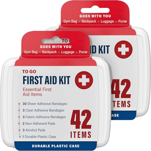 DecorRack Boîte de Pansements 84 Pièces – Kit de Premiers Secours avec Pansements Adhésifs Assortis – Trousse de Soins Compacte pour Maison, Voiture, Voyage & Randonnée (2 Boîte)