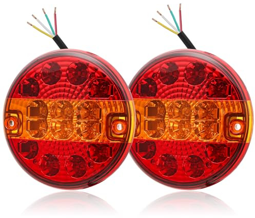 DARKGUARD 2 x Rund Rückleuchten Anhänger Led Humbaur Rücklichter Heckleuchte Anhängerbeleuchtung 12V 24V IP67 Wasserdicht Anhängerleuchten Set für Anhänger PKW LKW Wohnwagen