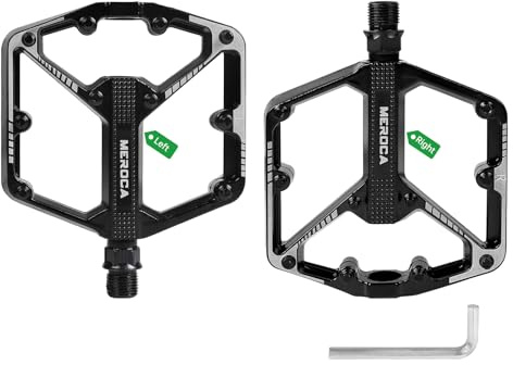 SUPAWAY 1 Paar Fahrradpedale 9/16 Zoll MTB Spindel Fahrradplattformpedale | Rutschfest, aus Aluminium, leicht, Rechts-Links-Unterscheidung, für Mountainbike, BMX, Rennrad