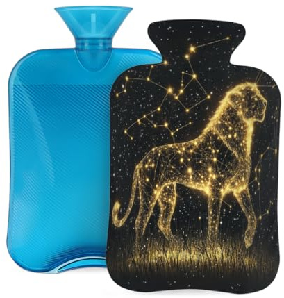 Wärmflasche Gummi mit weichem Bezug, Bild von Sternbildern Leo 2L Wärmbeutel zur Schmerzlinderung, Wärme- und Kältetherapie