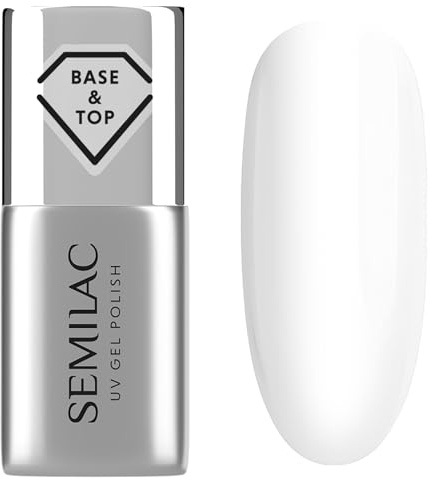 Semilac Base and Top Coat Gel Nail Polish 2in1 Hard 7ml UV LED Soak Off | One bottle starts and seals the manicure, strengthens weak plates, high gloss, saves a step