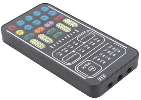 Ausla I9 Voice Changer Set Soundkarte, Tragbare -Soundkarte mit 8 Spracheffekten für Live-Streaming-Gaming-Aufnahmen mit LED-Leuchten (englische Version)