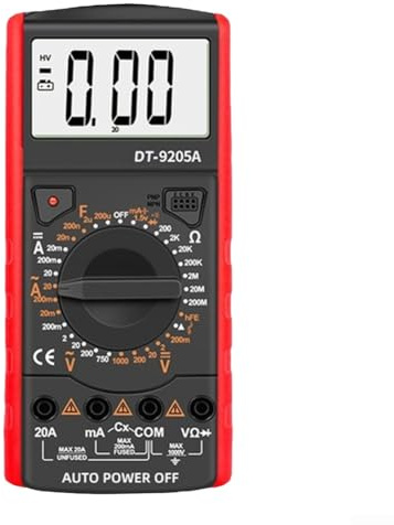 Digitales Multimeter, DT 9205A Auto Ranging 1000V CAT III Spannungsprüfer mit LCD, Multimeter für elektrische Prüfung von Wechselstrom und Gleichstrom