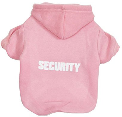 ZoonPark® Hundebekleidung, Kapuzenpullover für kleine, mittelgroße und große Hunde, aus weichem Fleece, Aufschrift: Security, wärmt im Winter