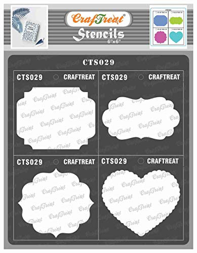 CrafTreat wiederverwendbare Schablonen mit geometrischen Formen zum Malen – Rahmen und Masken – 15,2 x 15,2 cm – DIY-Kunst- und Bastelschablonen – Vorlagen zum Zeichnen von Formen