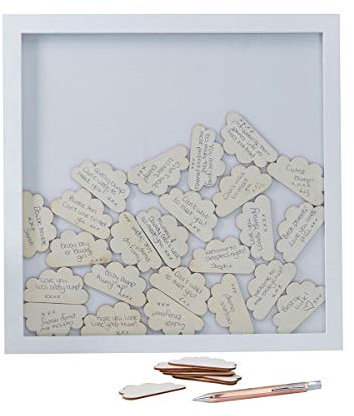 Ginger Ray HW-818 Weißer Rahmen für Gäste Buch für Babyparty, Papier, 30 Wolken
