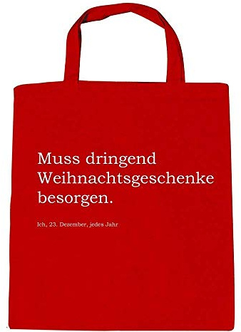 Baumwolltasche Weihnachten Muss dringend Weihnachtsgeschenke besorgen 30751 rot