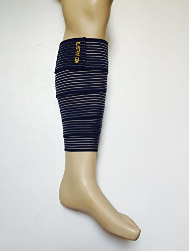 Claquage Elongation Déchirure Mollet Blessure Football - Manchon de compression - protection et maintien du mollet pendant l'effort - Sport strapping - Taille: Unique,180x7,5cm - (BLEU)