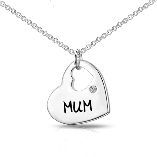 Philip Jones Mum Heart Necklace Created with Zircondia® Crystals