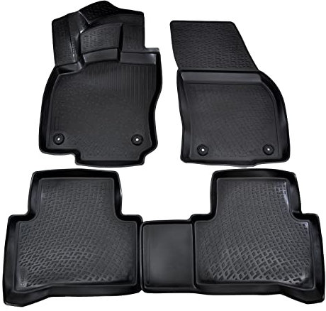 J&J AUTOMOTIVE | 3D Automatten Gummi Matten Gummifußmatten TPE Passend Für Touran ab 2015, Schwarz, Anti-Rutsch, Allwetter, 4-Tlg, Hohes Rand